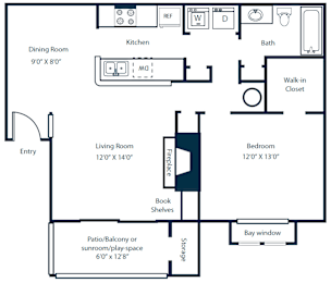 Southpark Commons A1 Floor Plan 1 Bedroom 1 Bath