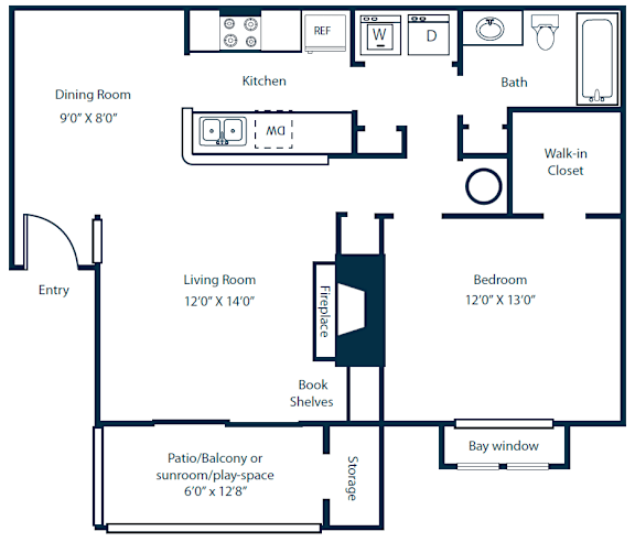 Southpark Commons A1 Floor Plan 1 Bedroom 1 Bath