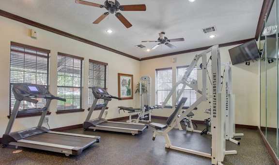 the gym at our apartments has a variety of exercise equipment