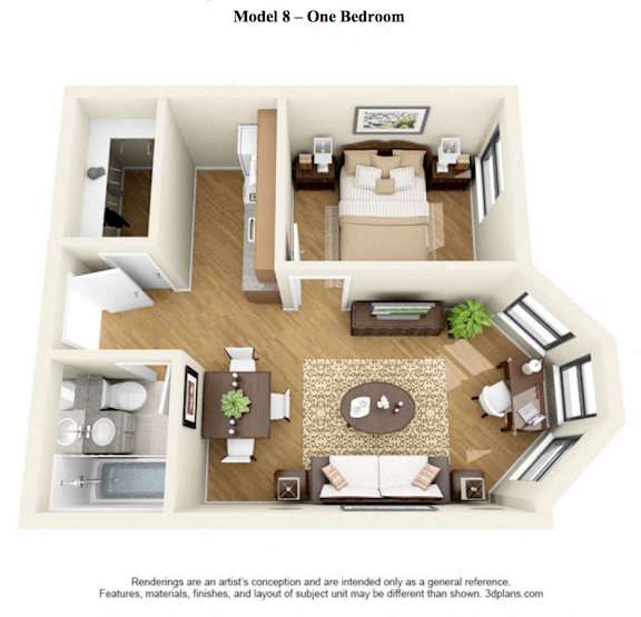 The State - 1 Bedroom - Model 8 at 14 West Elm Apartments, Illinois