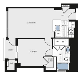 one bedroom apartment with walk-in closet in arlington va