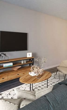 a living room with a couch and a television