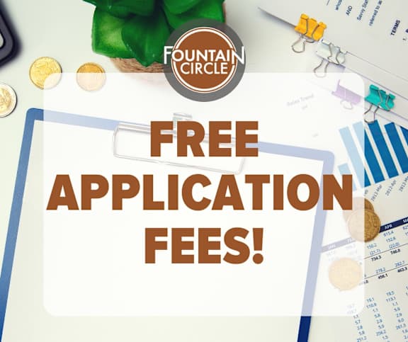 A promotional image advertising free application fees.
