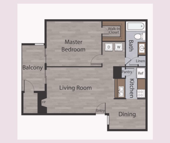 Floor Plan  A2 1 Bed 1 Bath Apartments in Mesh II at Mesh Properties, Austin, Texas