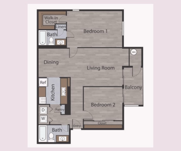 Floor Plan  B2 2 Bed 2 Bath Apartments in Mesh II at Mesh Properties, Texas