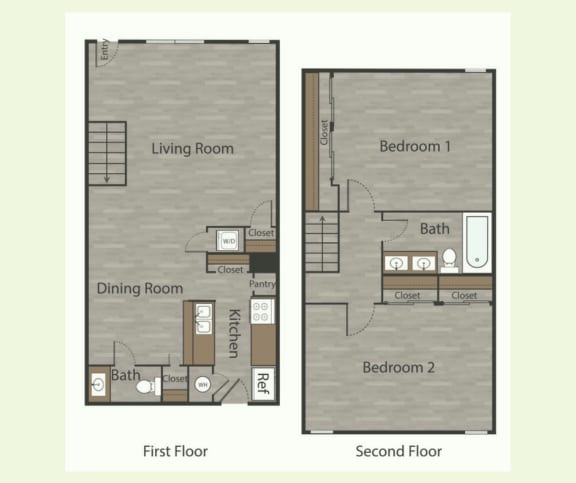 Floor Plan  B5 2 Bed 1 Bath Apartments in Mesh I at Mesh Properties, Texas, 78741