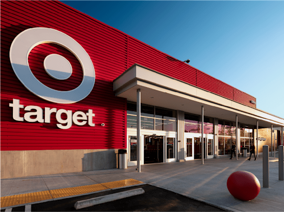 A Target store with a red and white logo on the side.