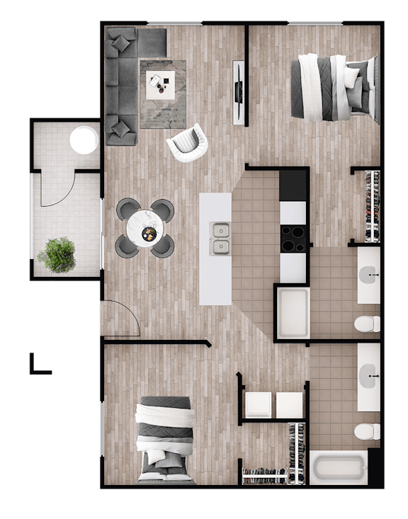 Sabino Canyon floor plan at The Place at Canyon Ridge with 2 bedrooms and 2 bathrooms.