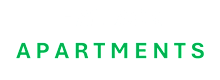 The image displays the words "HALLACK APARTMENTS" in green text on a dark background.