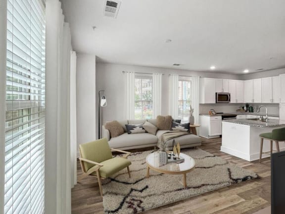a living room with a couch and a coffee table