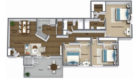 C1 Floor Plan at The Dawson, Rocky Mount, 27804
