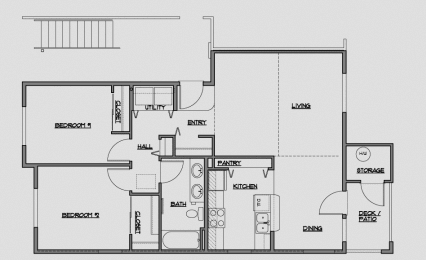 2 bed 1 bath Floorplan at Tustin Apartment Homes, Washington