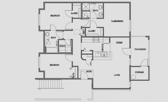 3 bed 2 bath Floorplan at Tustin Apartment Homes, Yelm, WA, 98597
