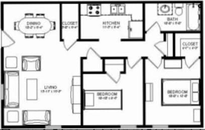 Floor Plan 2 Bedroom 1 Bathroom