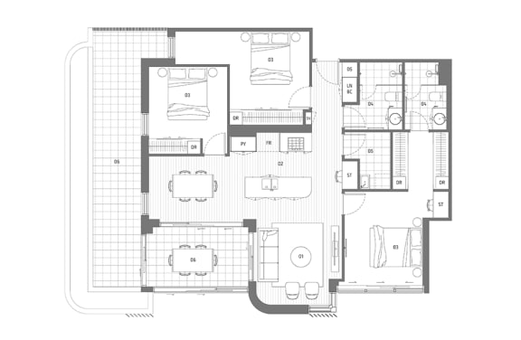 Type P - 3-Bedroom Floorplan