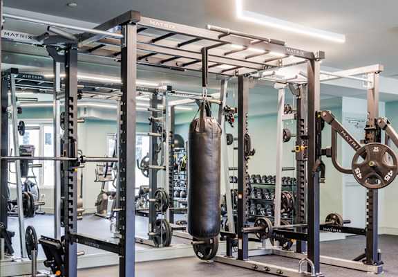 a gym with weights and other exercise equipment
