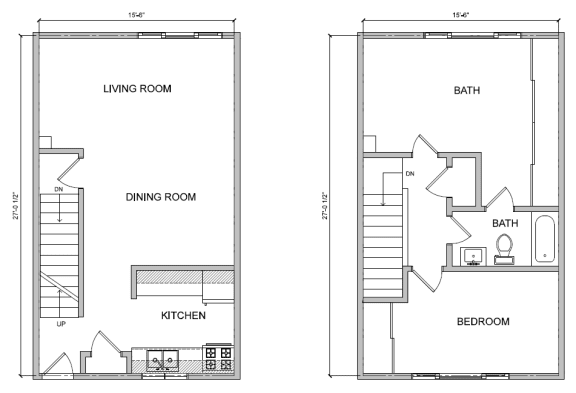 Floor Plan  2 Bed Townhome