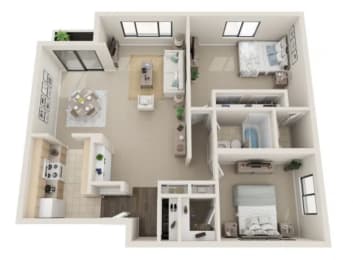  Floor Plan Two Bedroom, 2 Bath