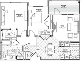  Floor Plan 2BR/1BA