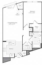 1J Floorplan at The Flats at Wheaton Station Apartments