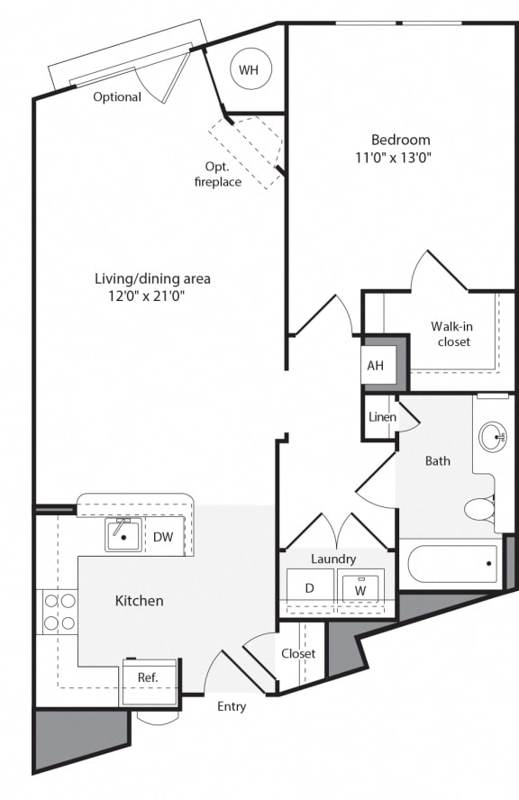 1J Floorplan at The Flats at Wheaton Station Apartments