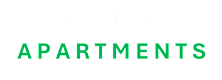 The image displays the words "HUNTER APARTMENTS" in large, green letters.