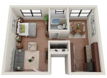 Studio 1 bath B at Convent Gardens Apartments, St. Louis, 63108