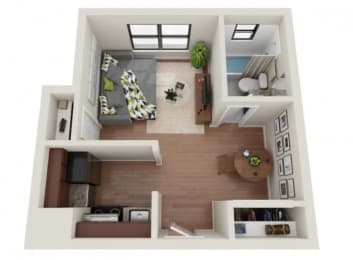 Studio 1 bath at Convent Gardens Apartments, St. Louis, MO, 63108