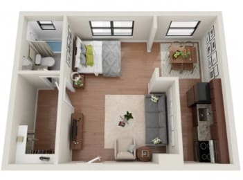 Studio 1 bath A at Convent Gardens Apartments, St. Louis, MO