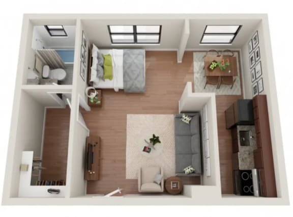Studio 1 bath A Studio 1 bath A at Convent Gardens Apartments, St. Louis, MO