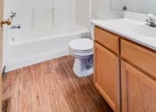 Thumbnail 9 of 22 - bathroom with shower and hardwood floor