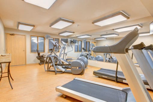 Fitness center with treadmills and other equipment