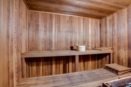 Sauna with wooden paneling