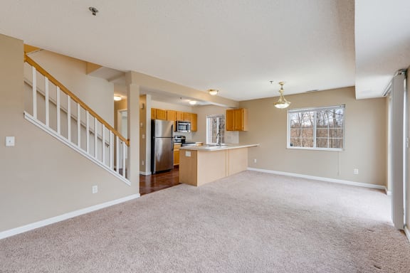 empty, carpeted living room