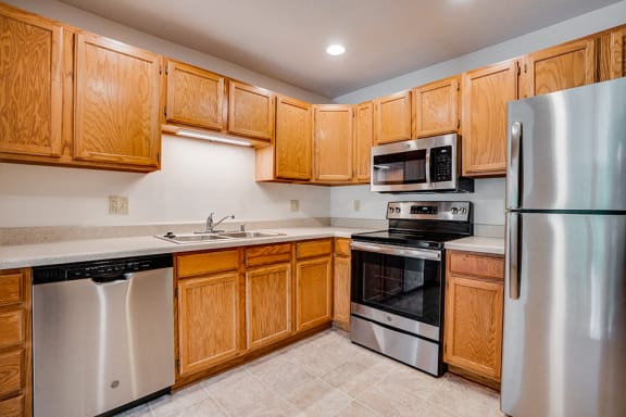Kitchen with stainless steel appliances