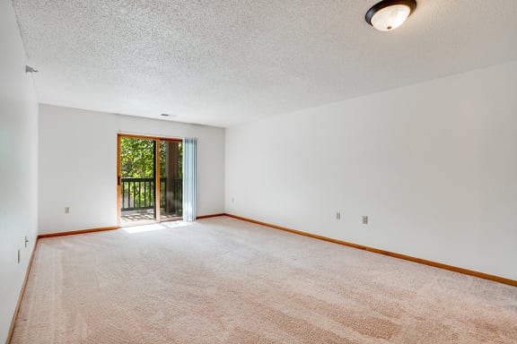 Living room with open sliding glass door