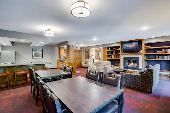 Community room with a variety of conversational seating