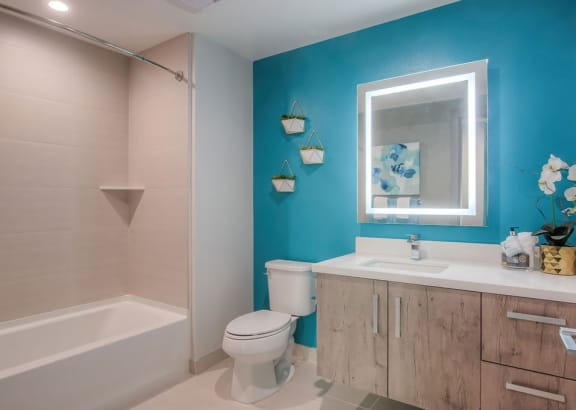 Luxury Lighted LED Vanity Mirrors for Bathrooms at The Mansfield at Miracle Mile