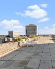 rooftop patio on top of downtown apartment building