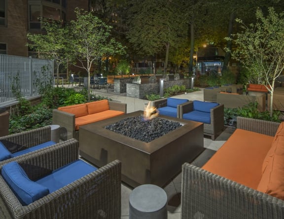 Outdoor Firepit at Elm Street Plaza, Chicago, Illinois