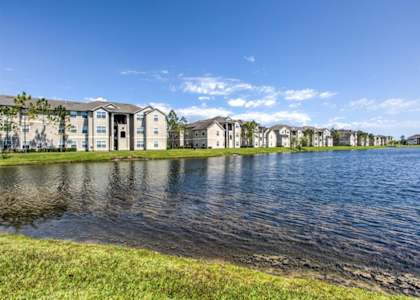 the preserve at ballantyne commons community view of lake with apartment buildings in the background
