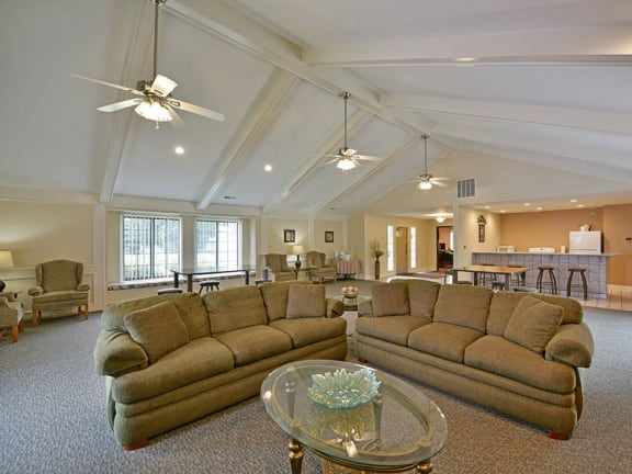 Large clubhouse with kitchen at Tanglewood Apartments in Oak Creek, WI
