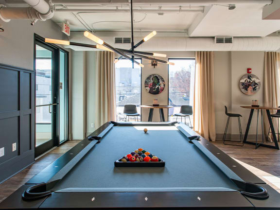 Game Room with Billiards Table at St. Marys Square Apartments, Raleigh, 27605