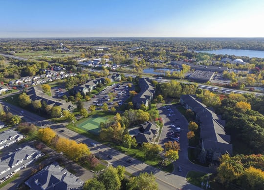 Ariel View of the White Bear Woods Apartment Community Near the Lake
