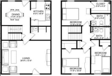  Floor Plan 3 Bedroom 2 Bathroom