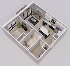 Wedgewood Style G - 1 bed, 1 bath apartment 3D floor plan
