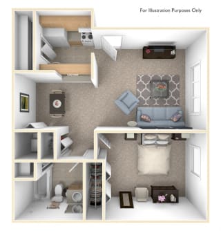 1 Bed 1 Bath Alpine One Bedroom Floor Plan 1 Bed 1 Bath Alpine One Bedroom Floor Plan at Old Monterey Apartments, Springfield, MO, 65807