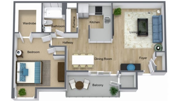 Floor Plan  A1 Floor Plan at The Dawson, Rocky Mount, NC, 27804