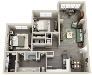 Two Bedroom One Bathroom at The Grand Reserve at Tampa Palms Apartments, Florida, 33647