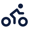 A stylized icon of a person riding a bicycle.